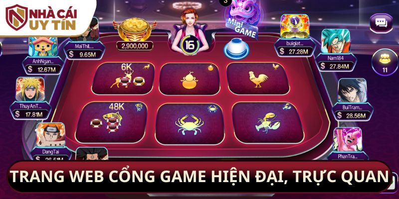 Trang web cổng game hiện đại, trực quan